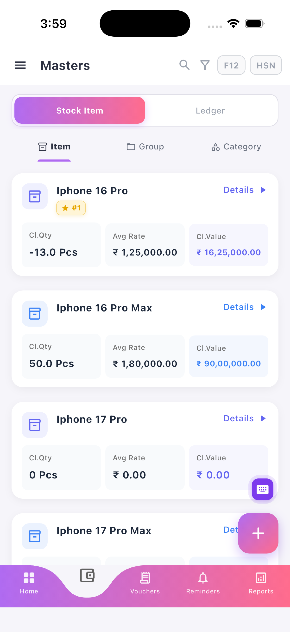 FinlyticZ mobile app screen for Real-Time Tally Data